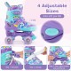 Kids roller skates in purple with adjustable sizes, light-up wheels, and safety features for fun and secure skating.