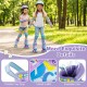 Adjustable kids roller skates in purple with colorful graffiti, featuring light-up wheels and safety protection for.