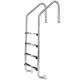 4-step stainless steel pool ladder with anti-skid steps and curved handrails for safety in in-ground pools.