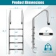 4-step inground pool ladder made of stainless steel features anti-skid steps and curved handrails for safety and stability.