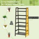 4-tier bamboo plant rack with guardrails, stable design, and 18 lbs capacity per tier, ideal for organizing potted.
