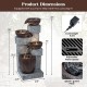 4-tier cascading bowl outdoor water fountain with LED lights, gray stone design, for creating a calming ambiance.