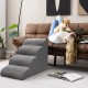 4-tier gray foam dog steps with non-slip surface, designed for easy pet access to sofas and beds.