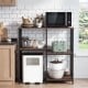 Four-tier kitchen baker's rack in rustic brown, ideal for microwaves and appliances, perfect for dining rooms or offices.