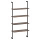 4-tier industrial ladder bookshelf with a sturdy metal frame and wooden shelves, ideal for living room or study.