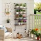 4-tier industrial ladder bookshelf with a sturdy metal frame, featuring ample storage for plants and decor in various.