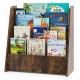 4-tier kids bookshelf in rustic brown featuring a solid trapezium structure, perfect for stable book storage in.