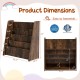 4-tier kids bookshelf in rustic brown with deep compartments, 23" height, ideal for bedrooms and playrooms.