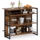 4-tier mini bar kitchen island with wine rack, open shelves, and footrest, perfect for home kitchens and entertainment.