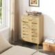 Freestanding oak shoe cabinet featuring a spacious countertop and user-friendly handles for easy access in any room.