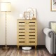 4-tier wooden shoe cabinet with louvered doors, oak finish, and removable shelves, perfect for entryway organization.