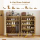 4-tier wooden shoe cabinet in oak with removable shelves, ideal for organizing shoes in entryway or living room.