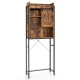 Rustic brown 4-tier multifunctional toilet storage cabinet with a stylish sliding barn door and adjustable shelves for.