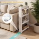 4-tier multifunctional slim storage trolley in white with smooth rolling casters, ideal for kitchen or living room.