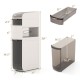 Narrow 4-tier bathroom storage cabinet with drawers, tissue box, and wheels, ideal for limited spaces and easy access.