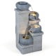 4-tier outdoor water fountain featuring a textured design and LED lights, providing a soothing ambiance with gentle.
