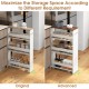 4-tier rolling storage cart with rustic brown tabletop and open shelves, designed for versatile kitchen organization.