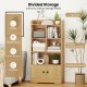 4-tier bookshelf with 5 open compartments and 2-door cabinet in natural finish, perfect for living room or office.