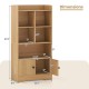4-tier bookshelf in natural finish with 2 doors and open cubes, ideal for living room or office storage and display.