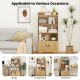 4-tier bookshelf with 2 doors in natural finish, perfect for storage and display in living room, study, or playroom.