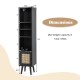 Dimensions of the slim black 4-tier rattan storage cabinet, showcasing height and max weight capacity for compact.