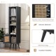 Slim black 4-tier rattan storage cabinet with natural rattan door and solid wood legs, perfect for small spaces.