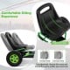 Ergonomic adjustable seat of the green pedal go-kart for kids, designed for comfort and stability during outdoor play.