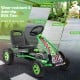 Green pedal-powered go-kart for kids, featuring wear-resistant tires and automatic balancing for outdoor play.