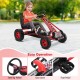 Kids ride-on pedal-powered go-kart in red, featuring a steering wheel, adjustable seat, and durable rubber wheels for.
