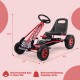 Red kids pedal-powered go-kart with adjustable seat, four wheels for stability, and ergonomic design for outdoor play.