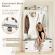 Cushioned bench with soft sponge filling and coat rack, ideal for entryway shoe storage and convenience.