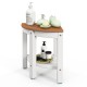 Corner shower stool with waterproof HDPE surface and elegant design, ideal for bathroom storage and organization.