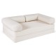 Convertible folding sofa bed with soft corduroy cover and L-shaped armrests, ideal for lounging and sleeping.