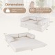 Convertible sofa bed with L-shaped armrests, soft corduroy cover, and dimensions for versatile seating and sleeping.