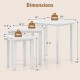 Dimensions of the 3-piece side table set showing weight capacity and measurements for flexible storage and use.