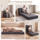 4-in-1 folding sofa bed in gray corduroy, shown in single sofa, lounger, bed, and chaise configurations for versatile.
