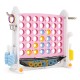 Height adjustable pink 4-in-1 connect game with mesh net, portable carry bag, and storage for rings and accessories.