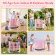 Height adjustable 4-in-1 Connect Game in pink, made of weatherproof materials, perfect for indoor and outdoor fun.