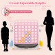 Height adjustable pink 4-in-1 row connect game with mesh net, perfect for indoor and outdoor family fun.