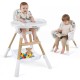 4 in 1 high chair for babies with adjustable tray, wooden legs, and storage basket, perfect for growing toddlers.