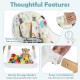Removable waterproof seat cushion and handy storage basket of the multicolor 4 in 1 high chair for babies.