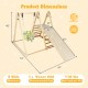 4-in-1 indoor jungle gym with baby swing and climbing ramp, featuring a solid wood frame and adjustable height for kids.