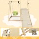4-in-1 indoor jungle gym featuring a baby swing, climbing ramp, and resting platform with rounded corners for safety.