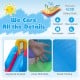 Close-up of the 4-in-1 inflatable bounce castle showing heightened handrails and dense mesh walls for safety.