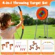 4-in-1 throwing target set featuring a bristle target, 3 axes, darts, a bow, and arrows for kids' outdoor fun.