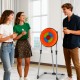 Kids and adults enjoying the 4 in 1 throwing target set with bristle target and axes for indoor and outdoor fun.