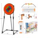 Bristle target with throwing axes, darts, and bow set, ideal for kids' indoor and outdoor accuracy practice.
