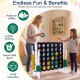 Giant 4-to-Score game set for kids and adults, promoting motor skills and family fun, ideal for outdoor gatherings.