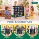 Giant 4-to-Score game set for indoor and outdoor use, promoting family fun and improving motor skills.