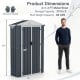 Tall, narrow 4 x 2 x 6 FT gray outdoor storage shed with sloping roof, lockable door, and built-in shelf for organization.